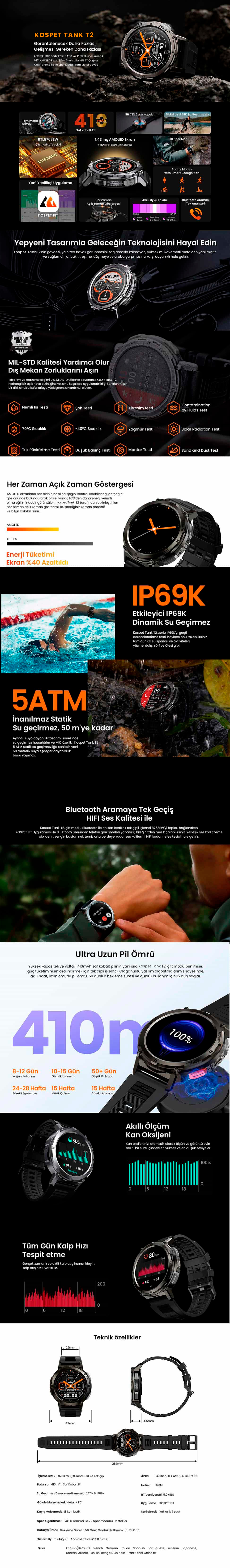 Kospet Tank T2 Smart Watch